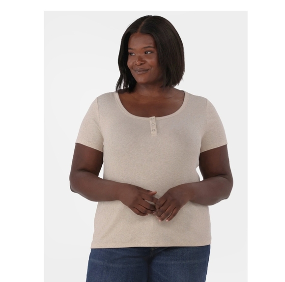 Terra & Sky Light Beige Short Sleeve Top Size 4X - Picture 1 of 8